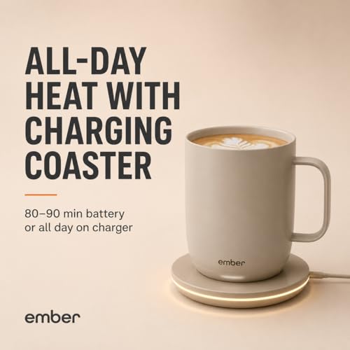 Ember Temperature Control Smart Coffee Mug 2 - Sandstone, 14 Oz, App-Controlled Heated Mug