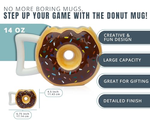 Brown Comfify Ceramic Donut Ring Coffee Mug – 14 oz