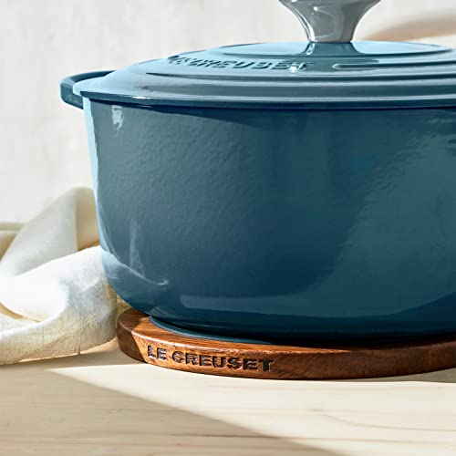 Le Creuset Magnetic Wooden Trivet, Acacia Wood with Black Silicone
