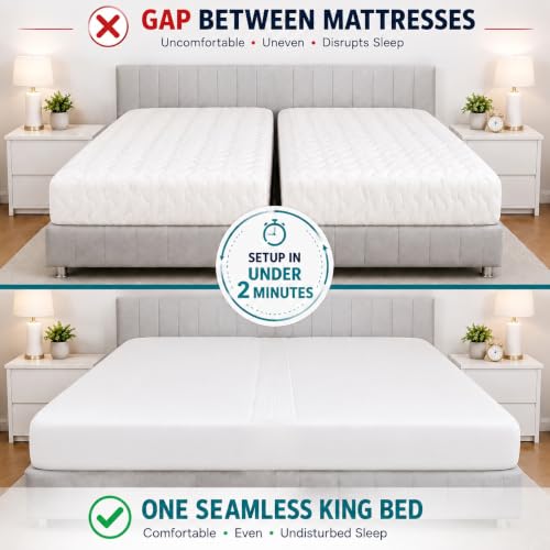 EPHEDORA 79x79 Inch 3-in-1 Split King Gap Filler for Adjustable Bed, White