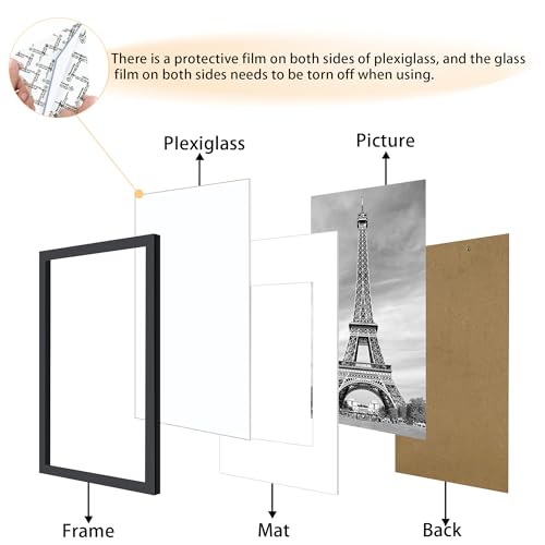 Black 24x36 Poster Frame with 20x30 Mat - Pack of 3 Wall Art Frames