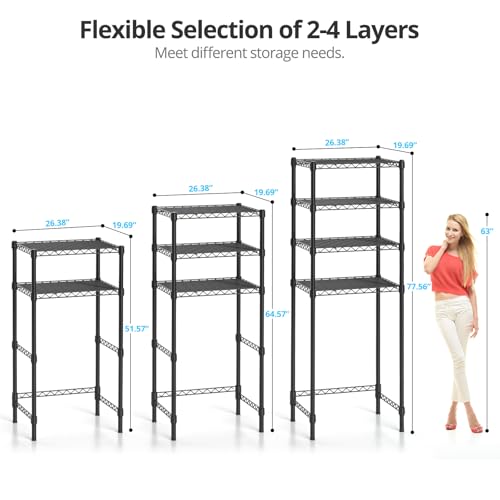3-Tier Adjustable Mini Fridge Stand - Black Metal Kitchen & Storage Rack