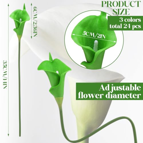 Christmas Artificial Calla Lily Picks, 24 stems in Red/Green/White - 13in