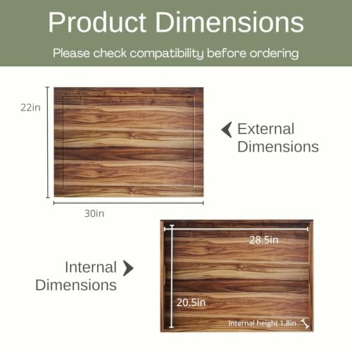 Acacia Wood Noodle Board Stove Cover with Handle - Multiuse Gas Stove Top Cover & Serving Board, 30x22 Inches