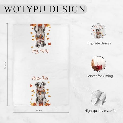 Australian Shepherd Fall Kitchen Towel - WOTYPU 16x24, Variation Australian Shepherd-4