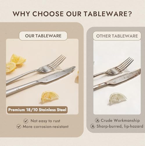 60-Piece Silver Flatware Set for 12 - Mirror Finish Stainless Steel Cutlery