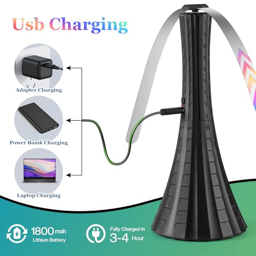 Adawook 6-Pack Rechargeable USB Fly Fans for Outdoor Tables - Black, Collapsible, Bug Repellent