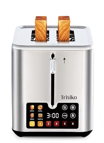 Stainless Steel 2 Slice Touch Screen Toaster with Wide Slots and Digital Timer - Trisiko