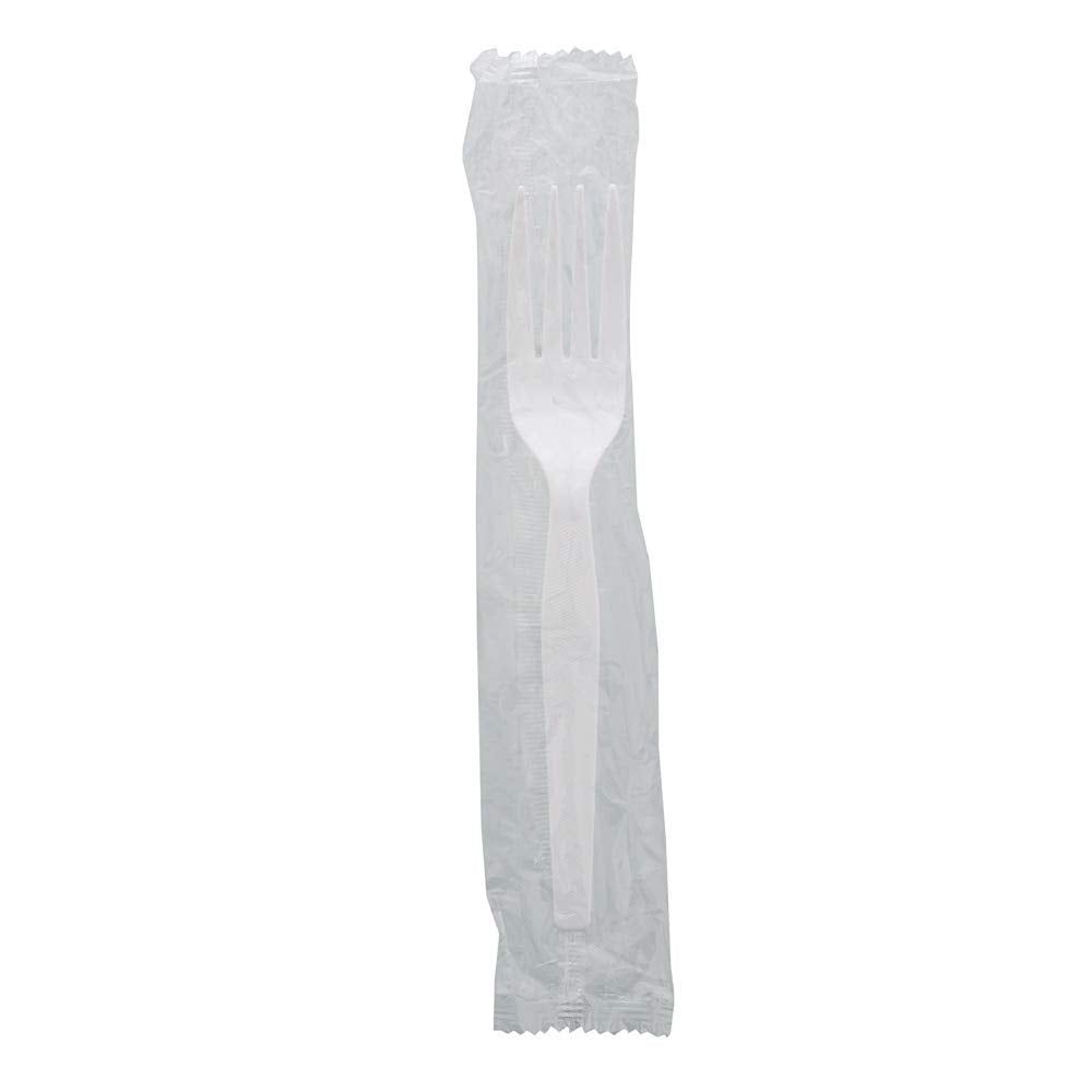 Concession Essentials Medium Weight Individually Wrapped Plastic Forks Great for Take-Out. (200 Pieces)