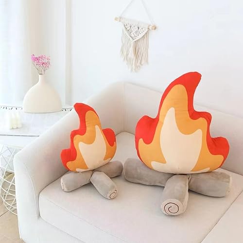 Simulation Campfire Plush Pillow, Flame Stuffed Plush Toy Room Decoration Birthday Xmas Gift for Kids (11.8Inch)