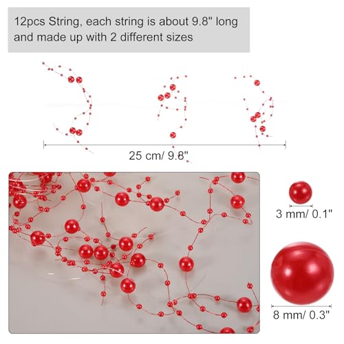 White Artificial Pearl String for Floating Candles, 12 pcs, 9.8 inches