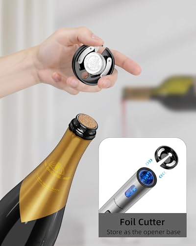 Newise Silver Rechargeable Electric Wine Opener Gift Set with Aerator & Stoppers