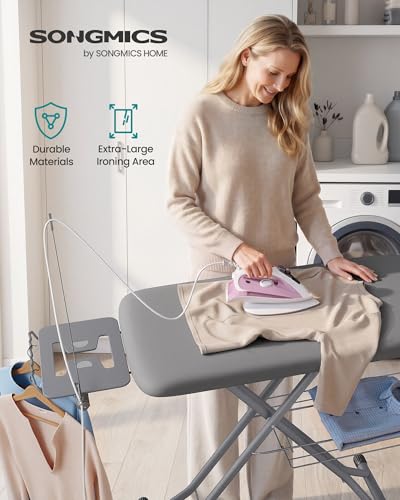 SONGMICS 18x49 Inch Ironing Board with Rest, Cord Holder & Storage Shelf