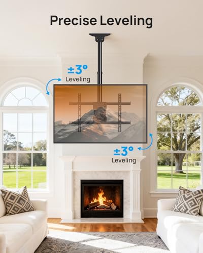 Ceiling TV Mount for 37-75 Inch Flat & Curved TVs - Adjustable & Swivel