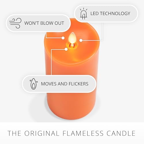 Luminara 3 x 6.5 Inch Russet Orange Flickering Flameless LED Candle with Timer