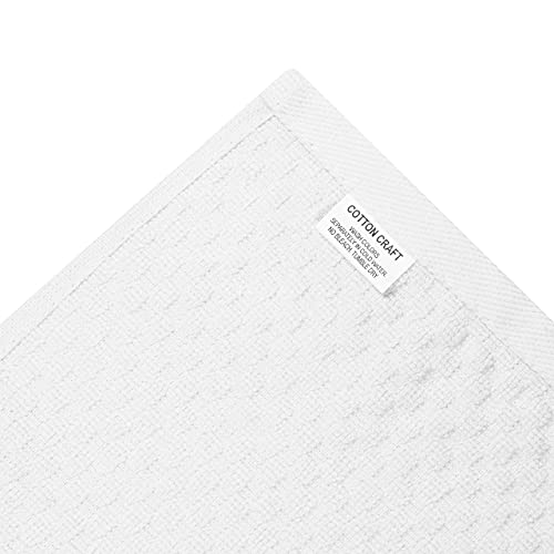 White 12-Pack Cotton Craft Kitchen Towels 16x28 Inches - Waffle Terry, 100% Cotton