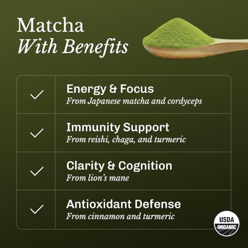 MUDWTR Matcha Powder - Japanese Organic Matcha Blend with Mushrooms, 30 Servings (Variation: Matcha / 30 Servings)