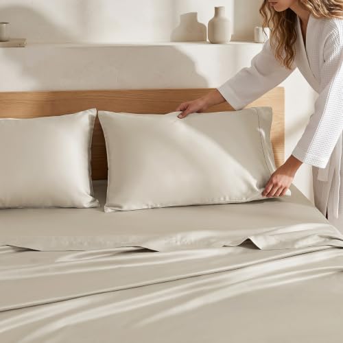 EverGrace Queen Tencel™ Sheet Set - Bone, Breathable & Cooling Bedding