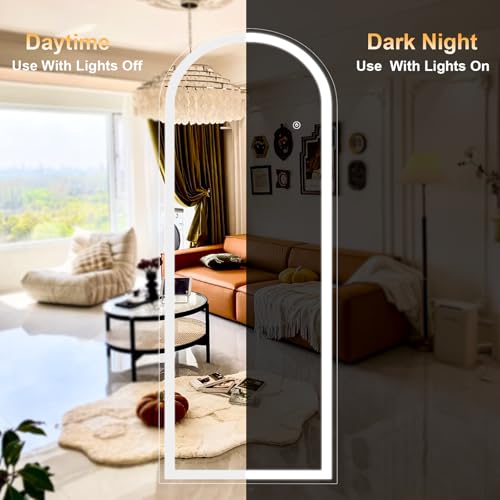 XRAMFY LED White Arched Full Length Mirror - 21“ x 64” Adjustable