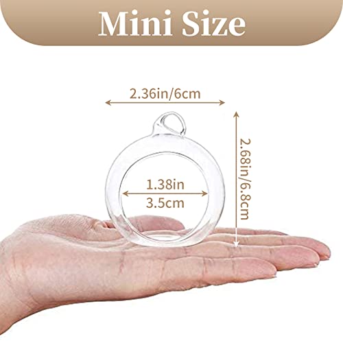 Sziqiqi Hanging Glass Globes Candle Holders 24 Pcs Without LED - Clear Decor
