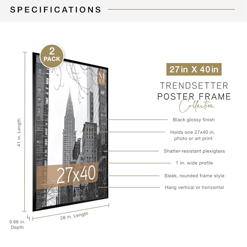 MCS Trendsetter Poster Frame 27x40 Inch Black High-Gloss 2-Pack Non-Matted