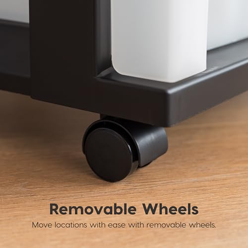 4-Drawer Rolling Storage Cart with Organizer Top - Black Pearl