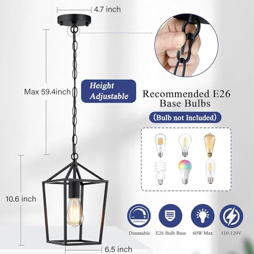 Sheetea 2 Pack Pendant Lights for Kitchen Island - Black Modern Light Fixtures - Variation: Black / Standard