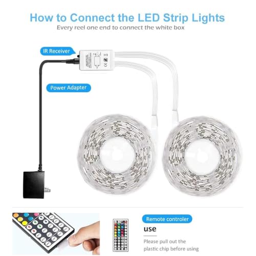 DAYBETTER Waterproof LED Strip Lights 32.8ft Color Changing Kit with Remote & Power Supply
