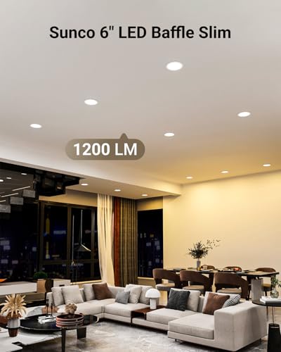 Sunco 6 Inch Canless LED Recessed Lights - Dimmable 5CCT, 14W, 12 Pack