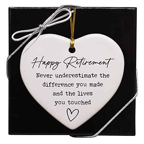 Retirement Gifts for Woman, Never Underestimate, Happy Retirement Appreciation Gift, Ornament Keepsake Sign Heart Decor Gift for Retired Women, Coworker, Boss, Nurse, Teacher, Friend, Mom