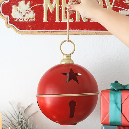 Z&Z Ornamentorum 1pc Red Giant Christmas Bell Decor 8.3x8.3x11in Rustic Handmade