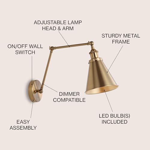 Jonathan Y Rover Brass Gold 1-Light Wall Sconce Set of 1 – Modern Home Decor