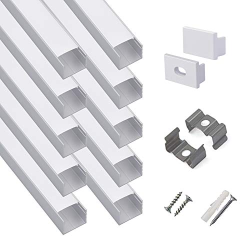 hunhun 10-Pack 6.6ft/ 2Meter Plus-Size U Shape LED Aluminum Channel