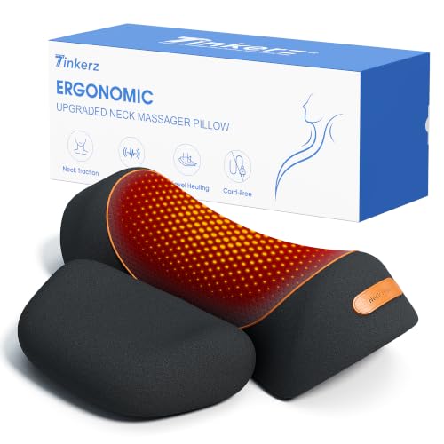 Black 3-in-1 Cordless Neck Massager Pillow with Heat Vibration & Traction
