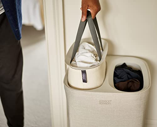Joseph Joseph Tota 60L Dual-Compartment Fabric Laundry Hamper with Removable Bags - Ecru