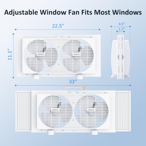 Dual Window Fan 9-inch Powerful Cooling Adjustable Width Reversible Airflow