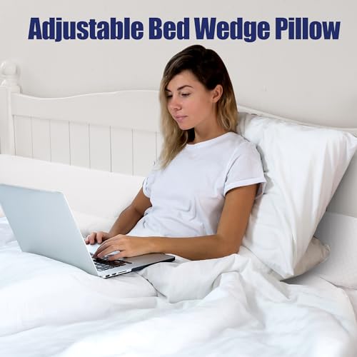 HOMBYS White Queen Size Wedge Pillow Headboard Gap Filler 60x6x6 Inches