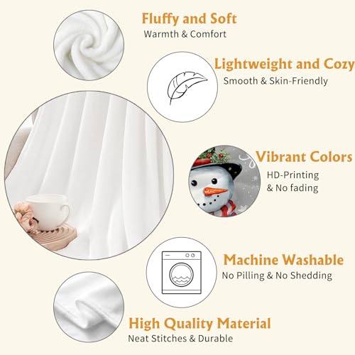YeeJu Christmas Throw Blanket Baby Small Gray Christmas Snowman Blanket Toddler Infant Swaddle Pet Crib Soft Lightweight Fuzzy Plush Fleece Blankets and Throws Xmas Winter Holiday Blanket 30x40