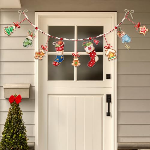 Runtoo Christmas Banner Garland – Indoor/Outdoor Wall Fireplace Mantel Decor, Reusable Vinyl Holiday Sign