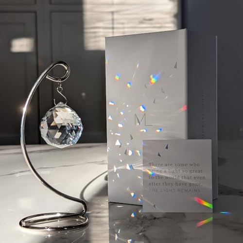 Memorialight Tabletop Sympathy Gift with Stand - Memorial Light & Rainbow Prism for Loss of Loved Ones