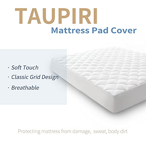 Taupiri King Quilted Mattress Pad Cover with Deep Pocket - White, 8-21 Inch