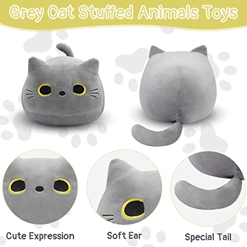 Gray Cat Plush Pillows Toys, 12inch Kawaii Gray Cat Stuffed Animals Plush Toys, Cute Soft Cat Plushie Stuffed Kitten for Birthday Valentines Gifts Home Car Decoration