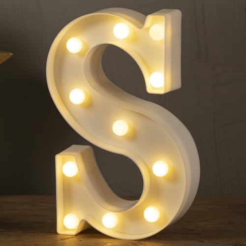 HXWEIYE Light Up Letters LED Marquee Letters Light Sign 26 Alphabet and 10 Number Lights Letter for Party Birthday Bar Battery Powered Christmas Decor Letter Lights (Warm White S)