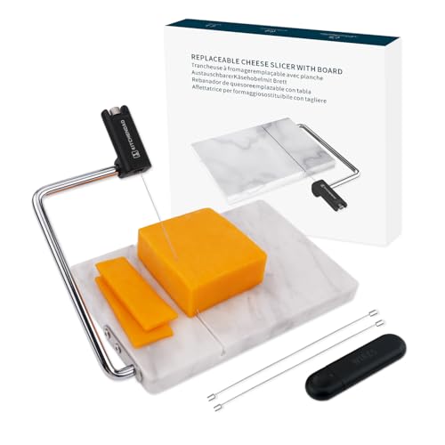 Natural Marble Cheese Slicer with Replaceable Strong Wires & Storage Case