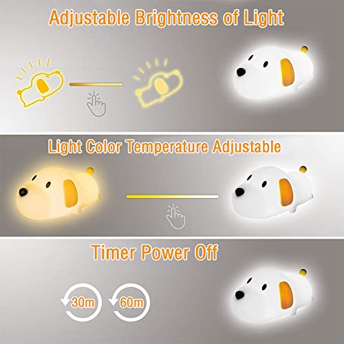 Night Light for Kids,Cute Silicone Nursery Puppy Lamp for Baby and Toddler,Animal NightLight for Boys and Girls,Squishy Night Lamp for Bedroom,Kawaii Bedside Lamp for Kids Room(Puppy)