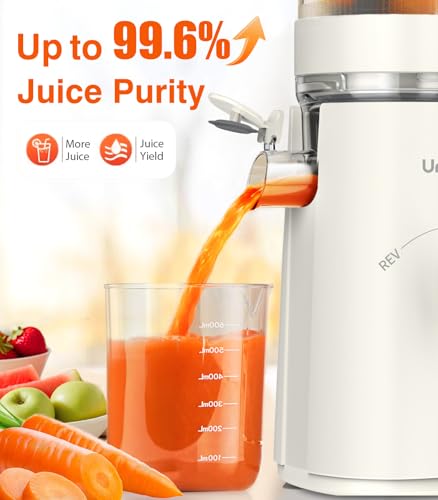URVIBY 2-in-1 Cold Press Juicer & Sorbet Maker - White, 5-Inch Wide Chute
