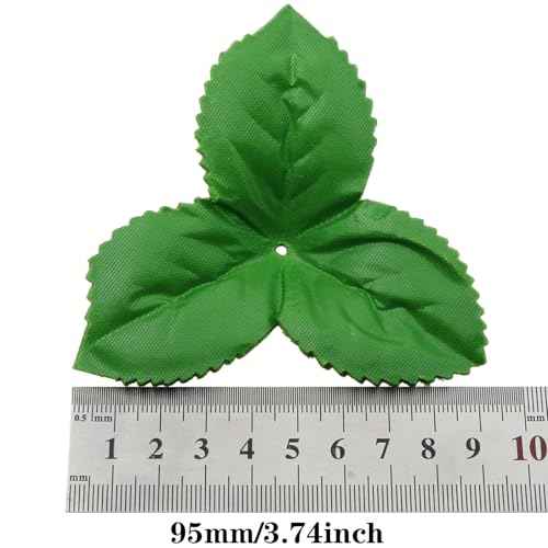 100 PCS Artificial Leaves Rose Flower Leaf Green Artificial Rose Leaves for Christmas Party Decorations Bouquet Garlands Wedding Decorations (3.74 Inches * 3.74 Inches)