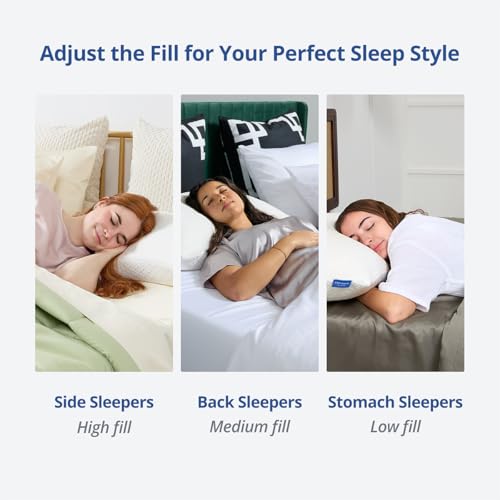 Queen White Rayon Bamboo Memory Foam Pillow - Adjustable & Cooling