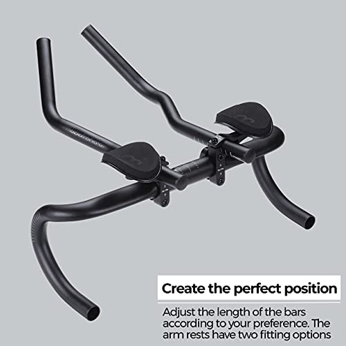 Single Aluminium Aero Bars for Road Bikes - 26/31.8 mm Handlebar Tri Bars Black