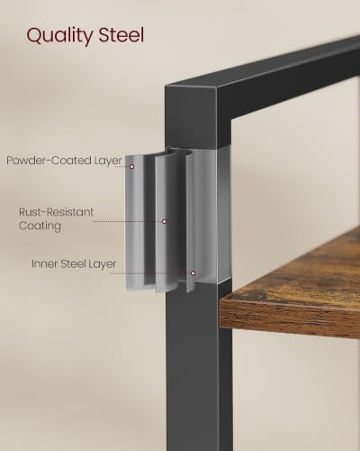 VASAGLE 6-Tier Bookshelf - Rustic Brown & Ink Black Steel Frame, Without Back Panels, Industrial Style, 11.8 x 26 x 73.2 Inches